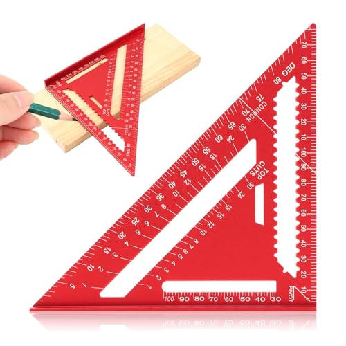 Carpenter Square 7 Inch Rafter Square for Angle Drawing Triangle Carpenter Squares Tool Framing Squares Layout Aluminum Tool for Woodworking(Color:red)