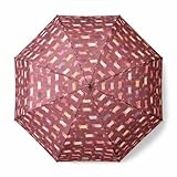Genérico Paraguas automático compacto con estampado de Perros Salchicha Teckel Coloridos, – 96 cm diametro – 8 varillas metálicas – Plegable 30 cm (Rosa)