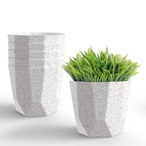 Image of YUCCABE ITALIA SHERA Hexa Plastic Planter Pot for Plants | Decorative Flower Pot | UV Protected Lightweight Indoor Outdoor Gamla for Home Decor, Balcony, Garden & Living Room