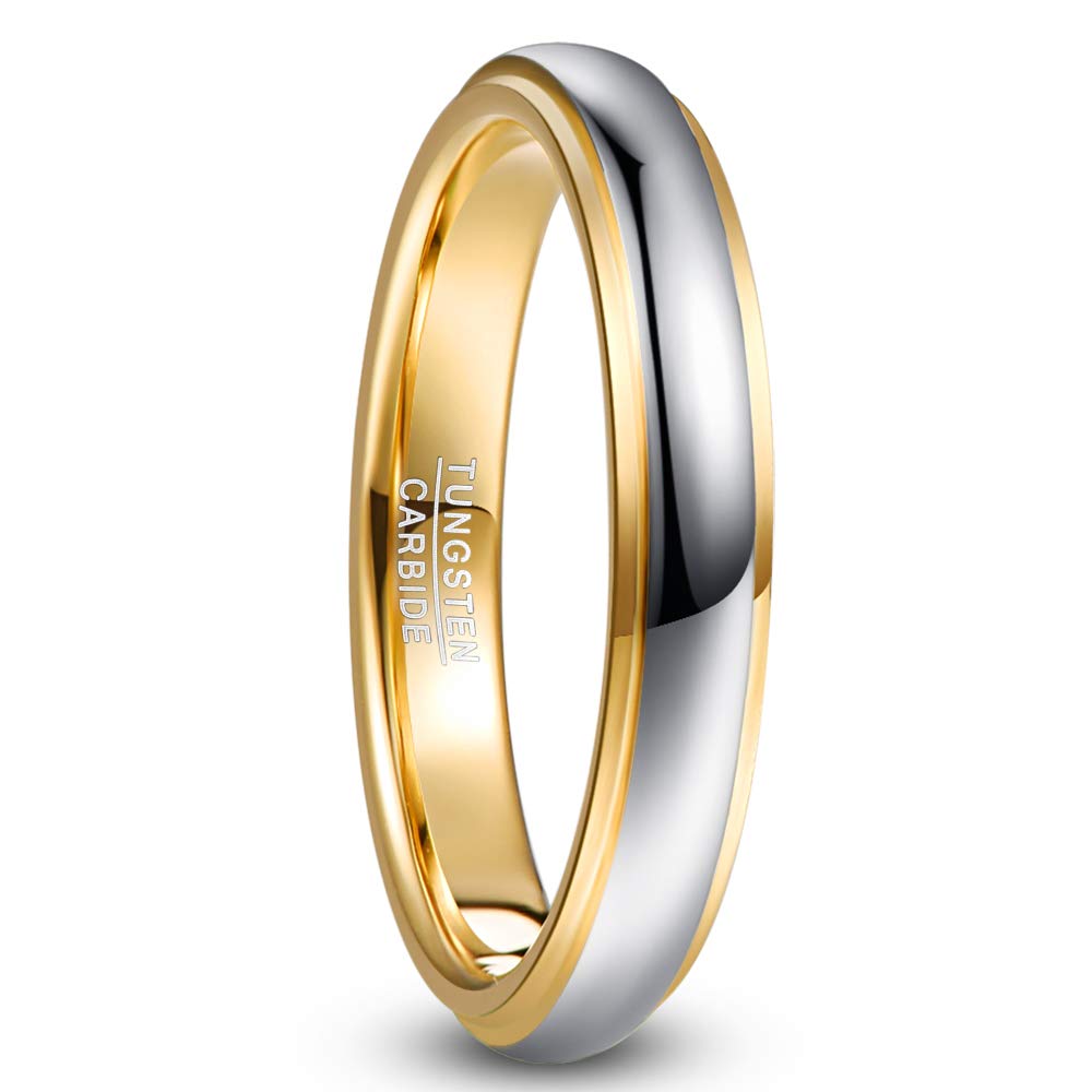 NUNCAD Hombres/Mujeres Anillo de Oro Rosa de Tungsteno de Oro + Plata Ancho Exterior 4/6/8 mm Cómodo para la Boda, con Diseño Pulido y Cómodo, Vida Cotidiana y Hobby, Tamaño 9.25 a 29.75