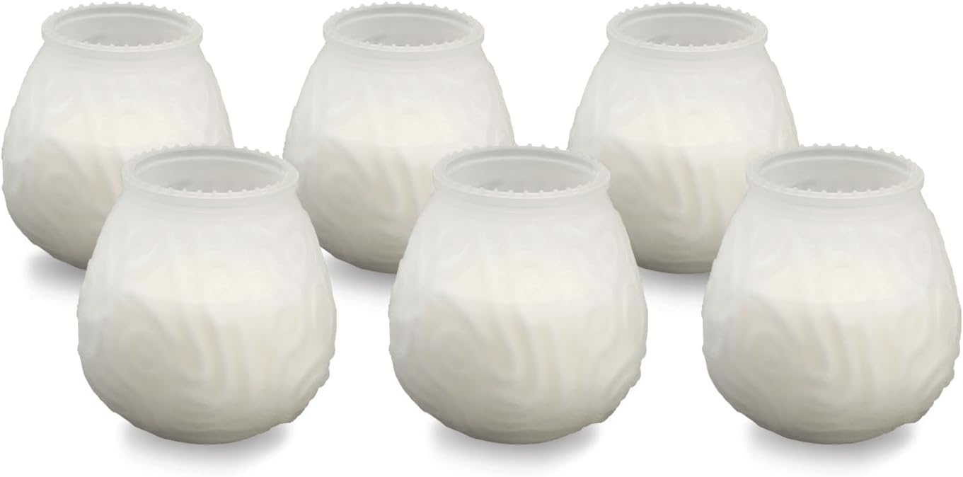 Sterno Euro-Venetian Centerpiece Glass Jar Wax Candles, Decorative Vintage Votive Vintage Holder for Bar or Restaurant, Burns Up to 45 Hours, Pack of 6 - Frost White
