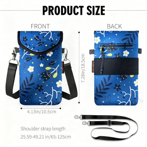 Image of Neoprene Phone Sleeve Pouch Case Bag for Men Women w /Crossbody Strap /Neck Lanyard for iPhone 17 /16 /15 /14 Pro Max, Samsung S25,Pixel 10