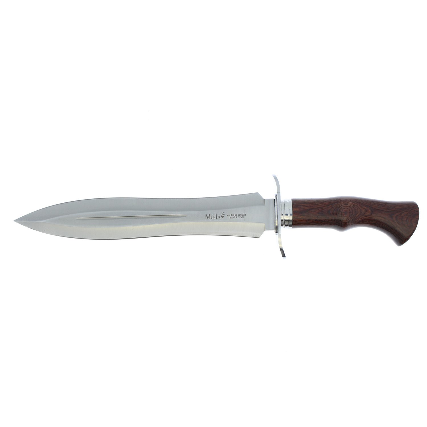 ELECTROPOLIS Cuchillo de Caza Muela AGARRE-24R, puño de Madera Rosewood, Defensa en Acero Inoxidable, Hoja de 24,5 cm + Tarjeta Multiusos de Regalo