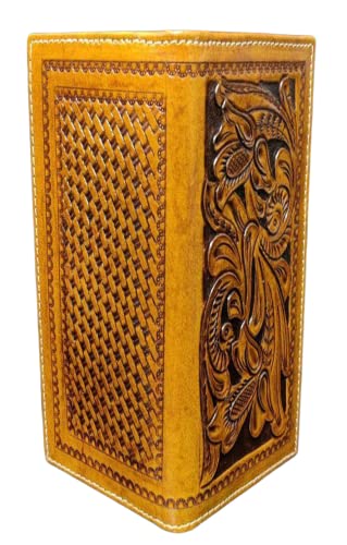 JF Reitsport Unisex Geldbörse/Clutch aus echtem Leder im Western-Cowboy-Stil, Braun