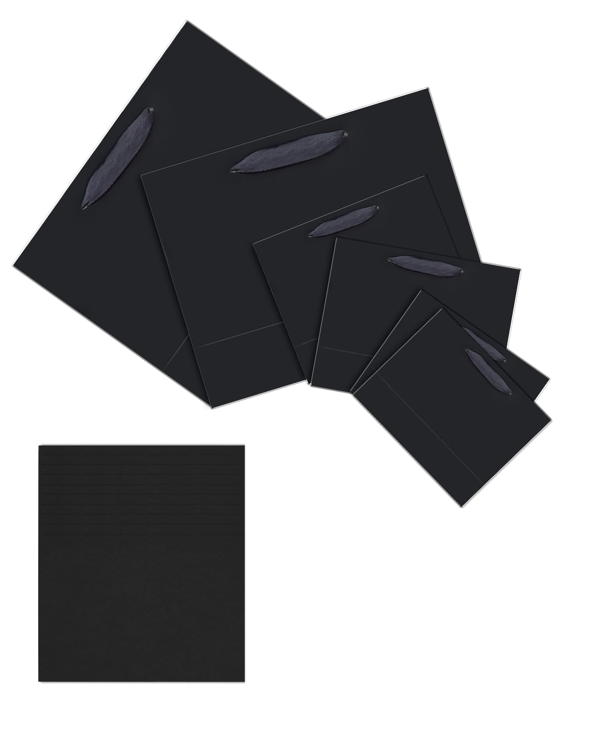 qiqee 10PCS Black Gift Bags with Ribbon Handles Mulit Assorted Sizes Gift Wide Bags (2pcs Large 13", 4pcs Medium 9.6", 4pcs Small 6.3",Tissue Paper)