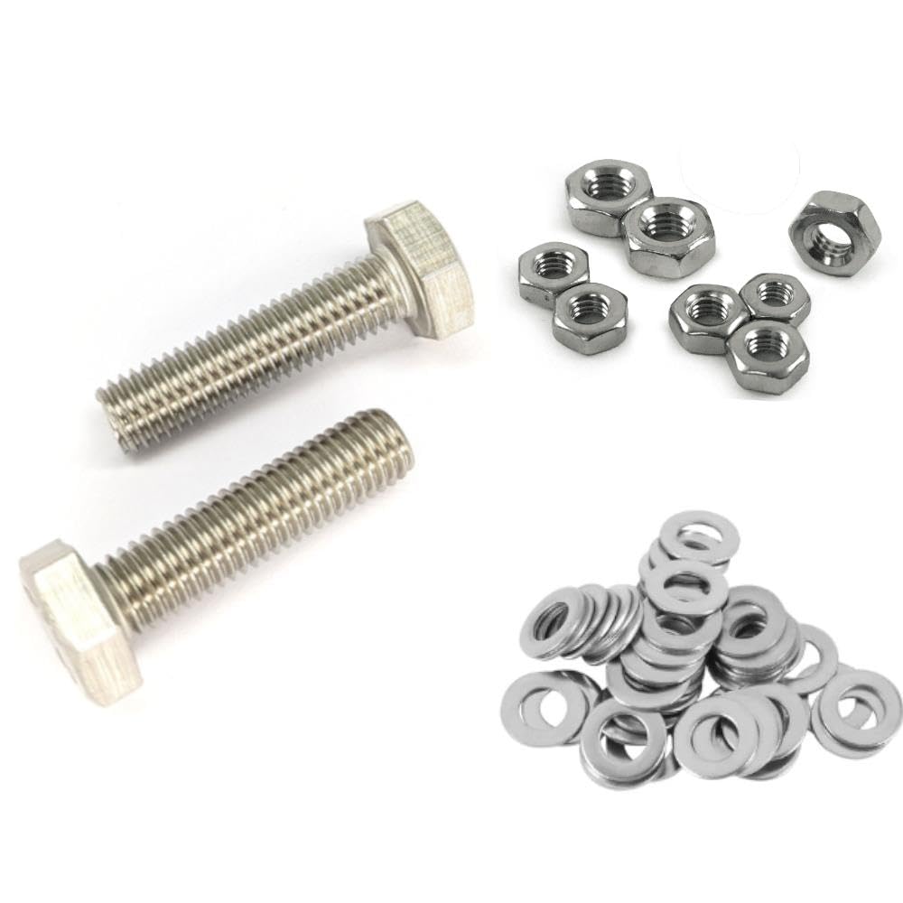 50x 5/16" UNF x 3/4" UNF Hexagon Set Screws Bolts, Fully Threaded, Fine Thread, A2 Stainless Steel, Imperial Sizes with Full Nuts and Washers, High Strength, Corrosion Resistant Fasteners