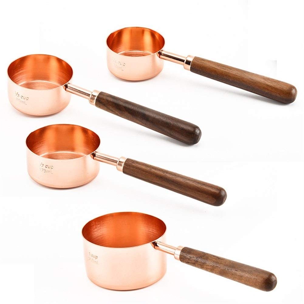 Kupfer-Messlöffel, Edelstahl, hochglanzpoliertes, verkupfertes Finish(Set of 4 Cups)