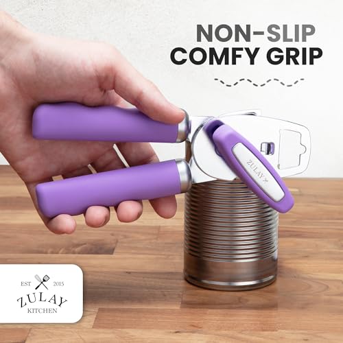 Image of Zulay Kitchen Manual Can Opener Heavy Duty Patented Stainless Steel, Mauve