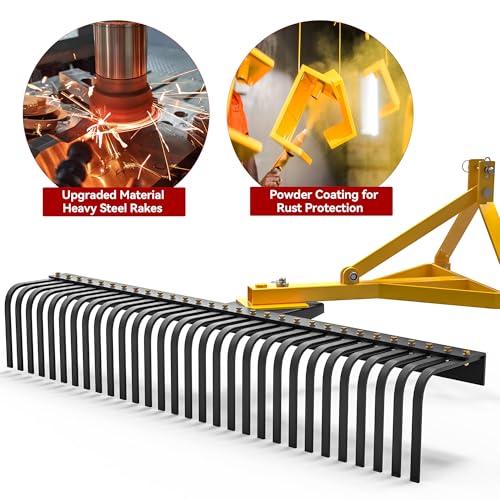Image of YITAMOTOR 3 Point Landscape Rock Rake for CAT 1, 5 FT Attach Tractor Rake