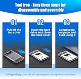 KingData SSD HDD Hard Drive Enclosure 2.5" inch SATA III USB 3.0 Caddy Case External Reader Laptop Fast Data Trasfer UASP Cable Included Tool-Free LED Indicator Clear - Image 4