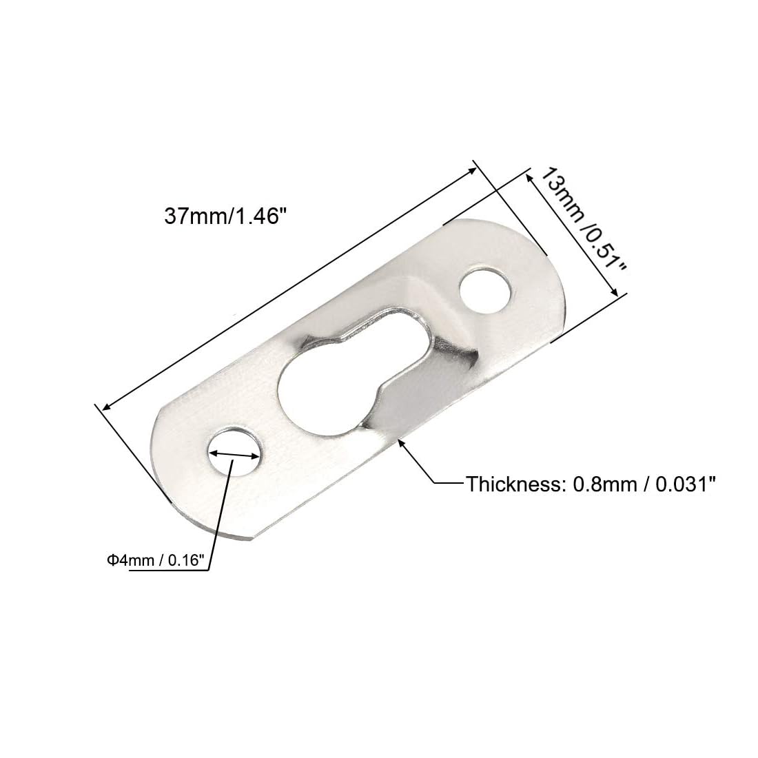 TA-VIGOR 100 Pcs Keyhole Hanging Plates with Screws, 37mm x 13mm Zinc Plated Picture Frame Hooks, Heavy Duty Picture Hangers and Hooks for Hanging Photo Frames, Wall Decor and Mirrors - Image 3
