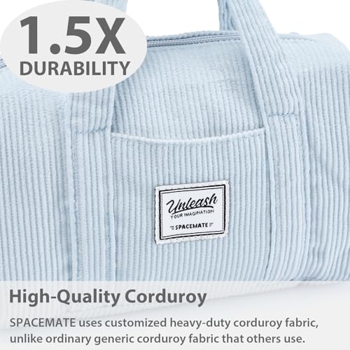 Image of SPACEMATE Pencil Case Pouch Box Bag School Supplies Girls Boys Kids, Cute Preppy Stuff Large Big Capacity Aesthetic Pen Organizer, Back to College Stationary, Baby Blue, Corduroy Style, 1800ml