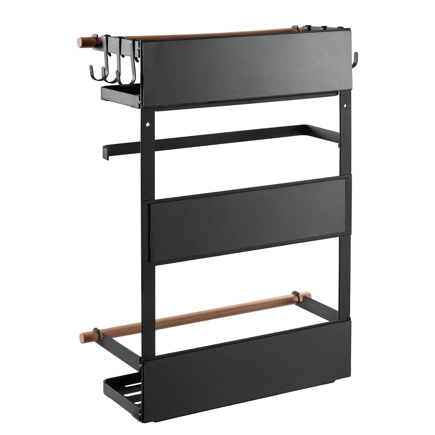 Maclean MC-910 Magnetyczny Regał na Lodówkę do 12 kg, Elegancki Organizer Kuchenny z Uchwytem na Rolki i 6 Zdejmowanymi Haczykami, Wiszący Uchwyt na Ręczniki Papierowe, Półka Magnetyczna (4)