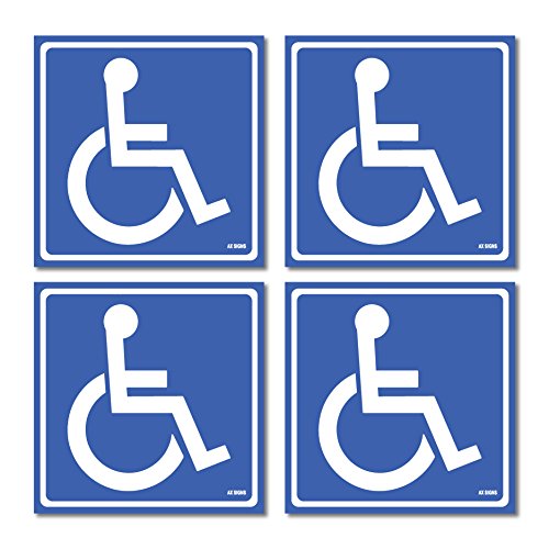 (4 Pack) Disabled Wheelchair Sign Stickers, Disability Sign, Handicap Sign Sticker, Vinyl Sticker Decal, 5.5 x 5.5