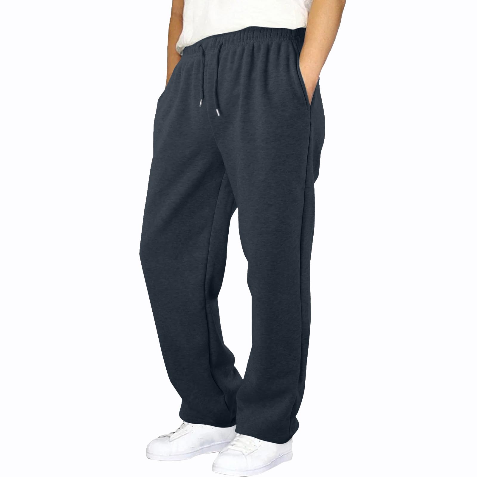 Netsetuk Men's Charcoal Joggers For Uk Tracksuit Jogging Bottoms ’S Fleece Joggers Open-Hem Sweatpants With Pockets Drawstring Trousers Gym Workout
