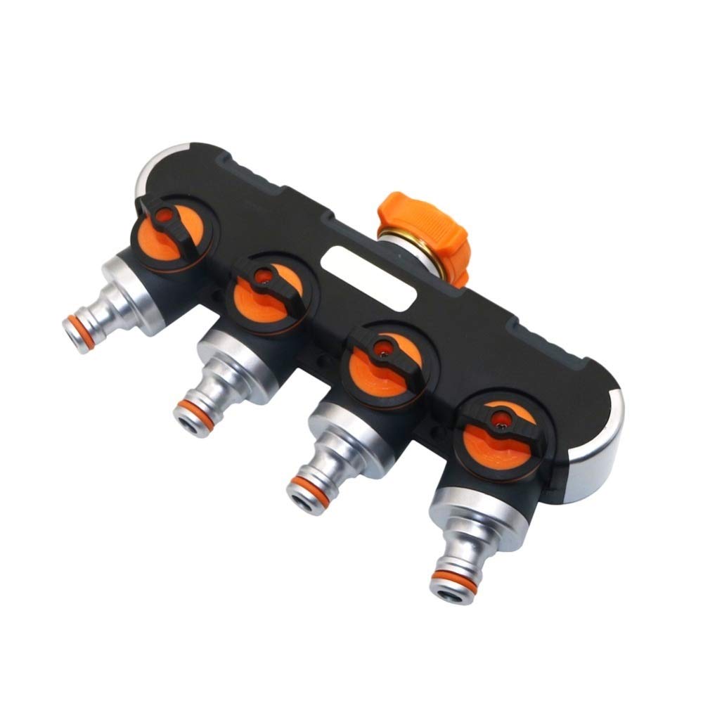 Adaptador de Conector de Manguera Válvula Divisora Deua de 4 Vías de Metal con Rosca Hembra de 3/4 Pulgadas Adaptador de Grifo de Jardín Conectores de Manguera de Riego