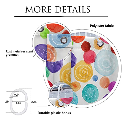 Coxila Watercolor Polka Dot Shower Curtain Cute Kid Rainbow Colorful Abstract Children Kids Girls Bath 60 X 72 Inch Polyester Fabric Waterproof 12 Pack Plastic Hooks #TOP1