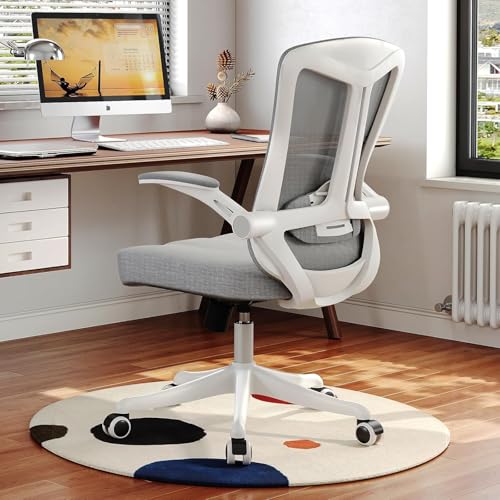Image of Office Chair (08Grey, Chair) | 360 Swivel Adjustable Lumbar Support & Flip-Up Armrests capacity 300 lbs capacity