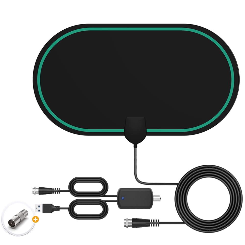 KnuKonceptz TV Aerial, Indoor Amplified Digital HDTV Aerial 200+ Mile Range with 1080P HD VHF UHF Freeview for Life Local Channels Signal amplifier Support ALL Television