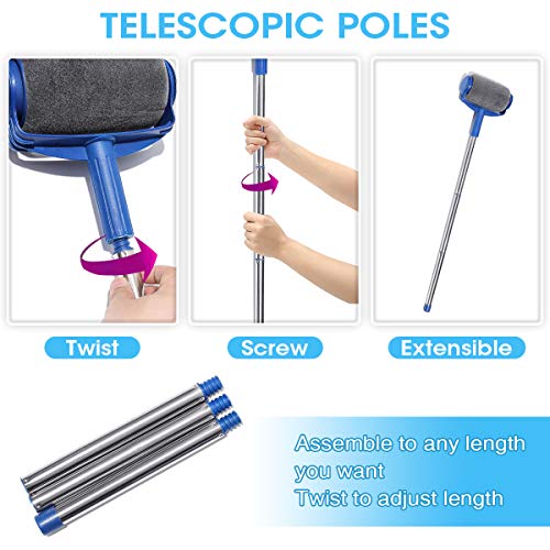 9Pcs Paint Roller Set, LIUMY Paint Runner Kit with 3 Knots Extension Pole,Handle Tool Painting Brush Set for House Wall,School & Office Wall, Ceiling,Quickly Decorate in Just Minutes(Blue) - Thumbnail 5