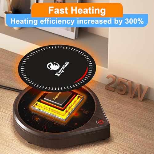 Image of Kepwam Coffee Mug Warmer for Desk, Smart Coffee Warmer with Touch Tech & Light, Coffee Cup Warmer with Gravity Sensor & Auto Shut Off, Candle Warmer Plate - Ideal Gifts for Dad and Mom