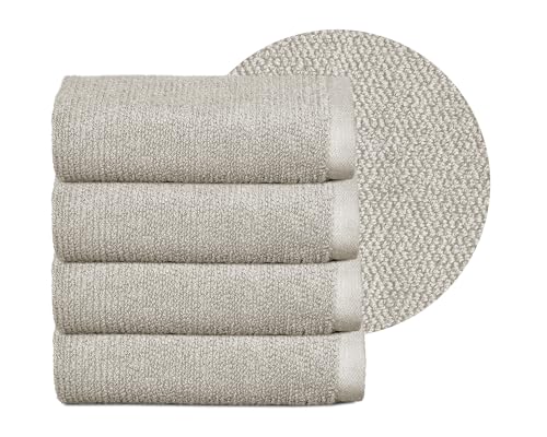 BEAUTEX Handtuch-Set Premium Frottier Sets Made in Europe, 100% Baumwolle 550g/m², Oeko-TEX Zertifiziert (Set: 4 Gästetücher - 30x50 cm in Sandgrau)