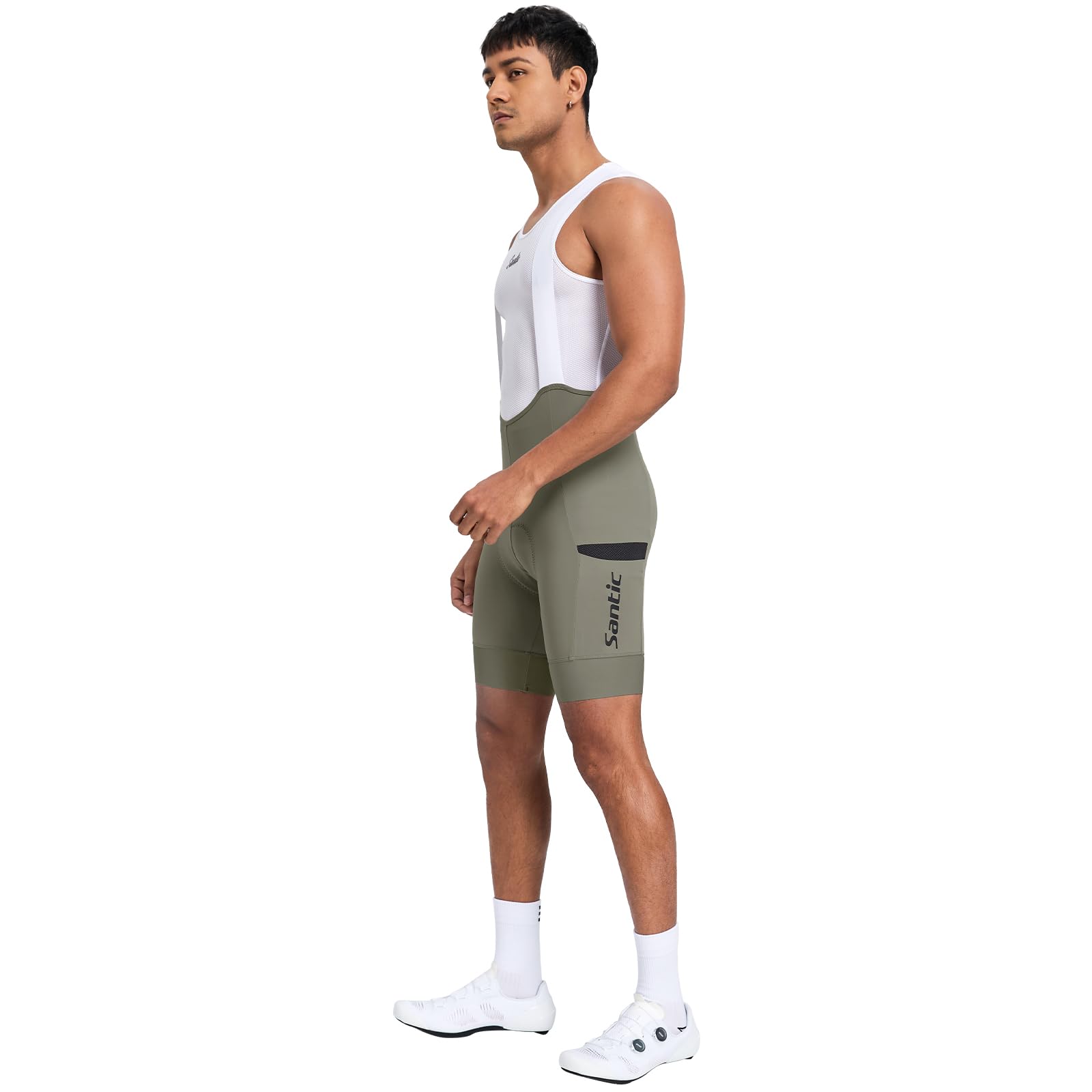 Santic Fahrrad-Trägerhose Herren Fahrradhose Gepolstert Kurze Radlerhose Tights Hohe Elastizität Netzseitentasche Bib Shorts