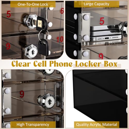 Image of Layhit 20 Slots Cell Phone Locker Box for Classroom Black Acrylic Cell Phone Storage Cabinet Bin with Door Locks for Classroom School Students Office Factory Employees