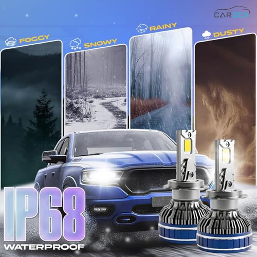 Image of Carzex Smart AI H7 LED Headlight Bulbs for Cars, 250W (125 Watts x 2), 18,000 Lumens Super Bright Conversion Kit for Cars, 6500K Cool White, AI App Controlled | Set of 2 | 1 Year Warranty