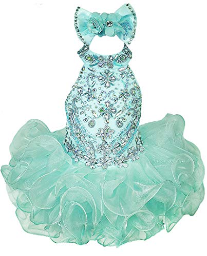 Junguan New Born Baby Girls Short Halter Cupcake Pageant Dresses Princess Birthday Party Tutu Ball Gowns 2 US Mint