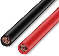 Vista 5 de Cable de batería de alimentación de calibre 2 AWG de 1 pie con conectores de terminal de batería, terminales de 3/8 pulgadas, cable rojo + negro