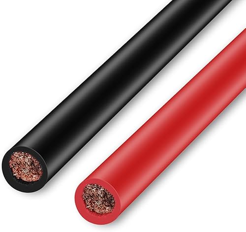 Miniatura 5 de Cable de batería de calibre 6 AWG con conectores de terminal de batería con terminales de 38", cable de batería de cobre puro rojo + negro de 1.5