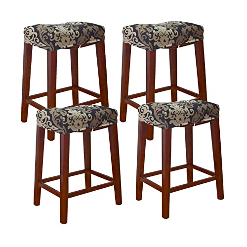 Krfoonn 4 Pack Rectangle Bar Stool Covers Printed Chair Seat Slipcovers Washable Stool Upholstered Protector Slipcover For Dining Room Living Room With Nonslip Elastic Band, 35 #TOP3