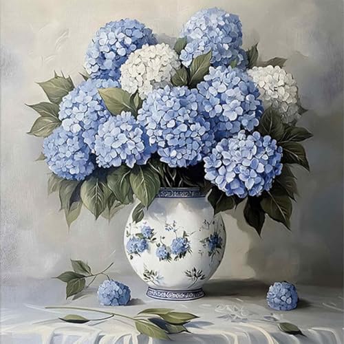 Image of WUSARPLY Flower Stamped Cross Stitch Kits for Beginners Adults | Hydrangea Needlepoint Counted Cross Stitch Kits for Adults Patterns Dimensions Needlecrafts Embroidery Kits Arts and Crafts
