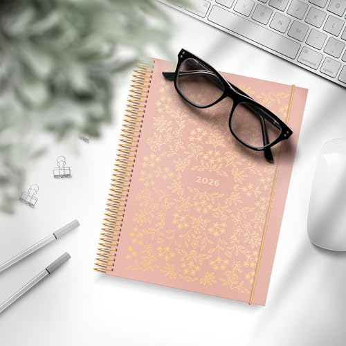 burde Life Planner Pink Fleur 2026, A5-Kalender – kompakt & elegant, Schul- & Geschäftsplaner, datiert, wöchentliches Tagebuch, fester Einband (Planner Pink Flower (2026)