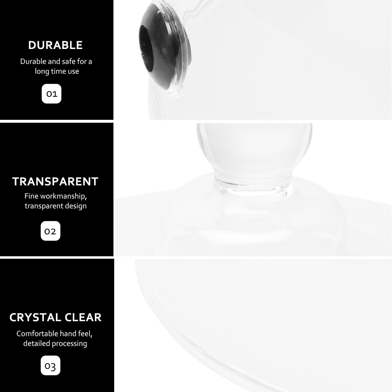 Cloche en Verre Alimentaire Transparente L, Dôme 30 Cm pour Gâteau, Couvercle Alimentaire Sécurisé pour Restaurant et Présentation Pâtisserie