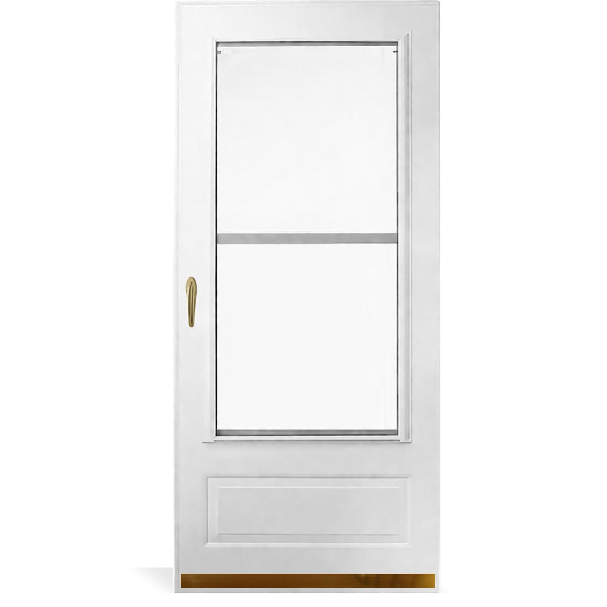 Deck the Door Decor Storm Door Protection Plate – Anodized Aluminum Kick Plate – Screw Mount – Durable Door Protection – Shiny Brass – 1.5" x 30"
