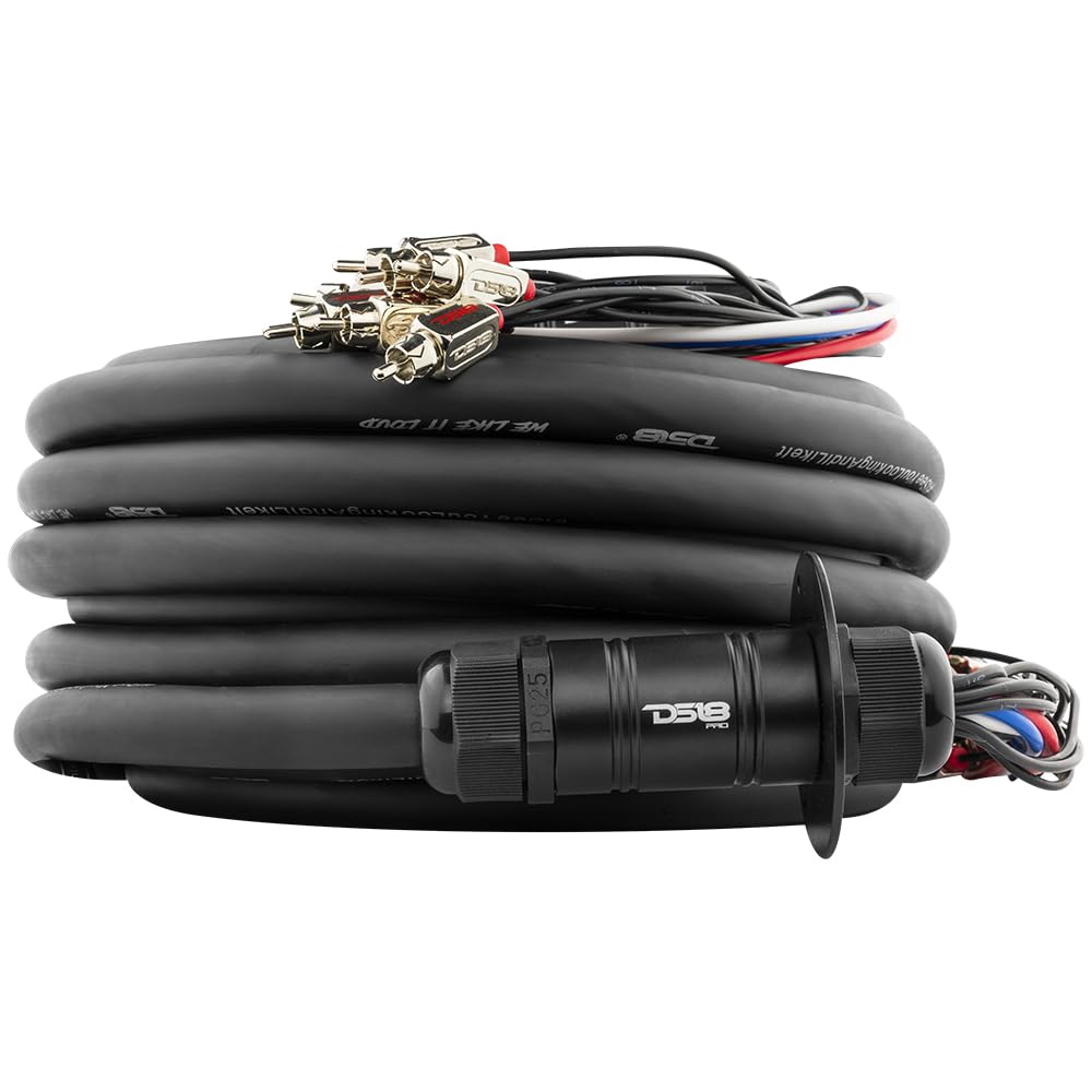 DS18 MDSA10/4.50 pies Medusa/Snake Cable de audio con 10 canales RCA y 4 cables de alimentación OFC de 12 GA de 50 pies, cable de audio remoto resistente para extensión de caja de radio