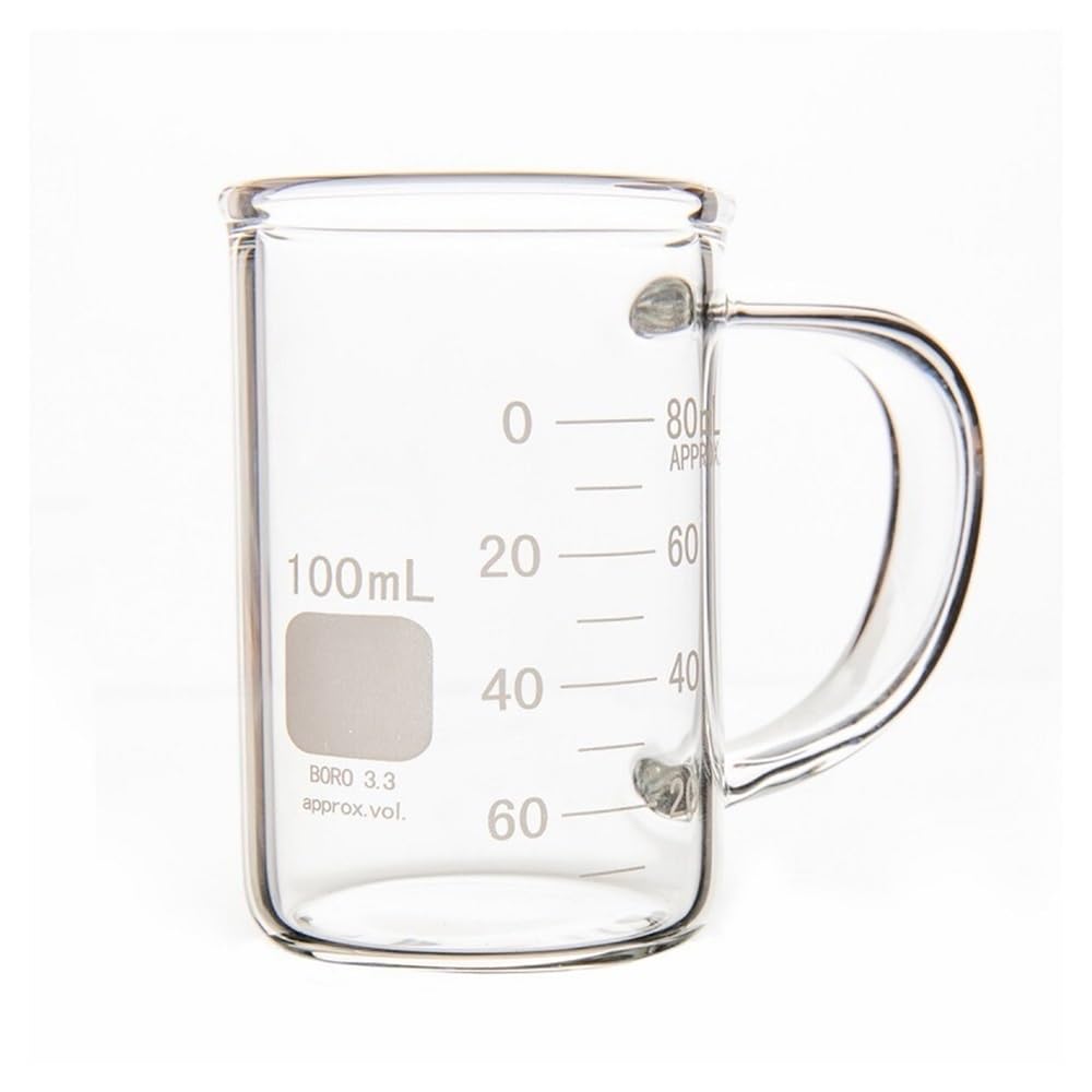 Vetreria da laboratorio Becher in vetro con manico, doppia scala in vetro borosilicato B19(100mL-B190100)