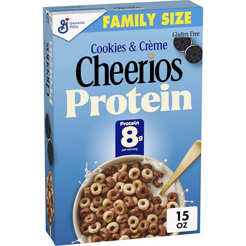 Cheerios Cookies and Crème Protein Cereal, Family Size 15oz, Buy 2 to save more