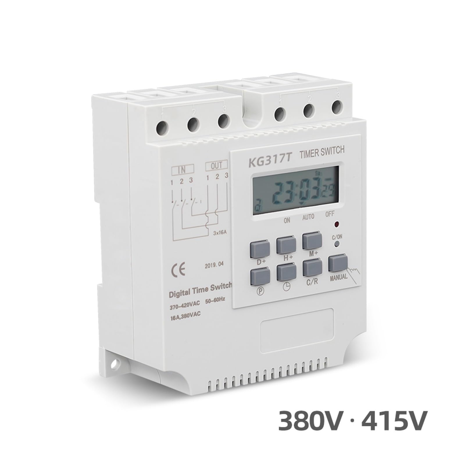 ZERVA Interruptor Temporizador 380V 415V, Temporizador trifásico, Interruptor de Tiempo Digital programable semanal de 7 días