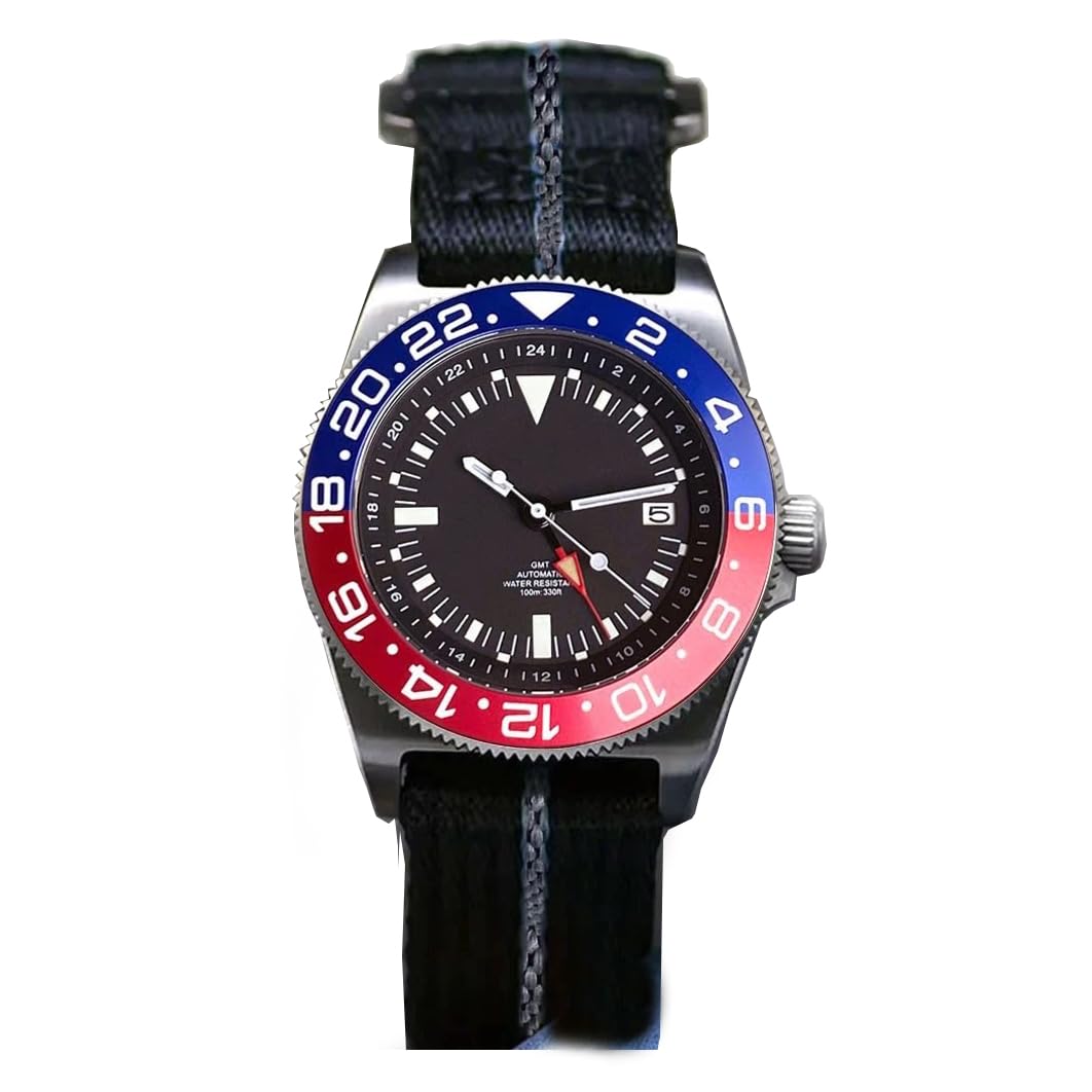 Tytanowe 42 mm automatyczne zegarki męskie GMT z mechanizmem NH34 szafirowy kryształ wodoodporny zegarek sportowy