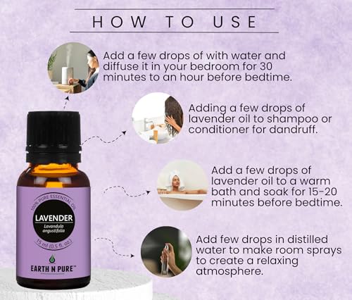 Image of Earth N Pure Lavender Oil, Sandalwood Oil, Jasmine Oil, Rose Oil and Ylang Ylang Oil Pack of 5 - 15 ml each