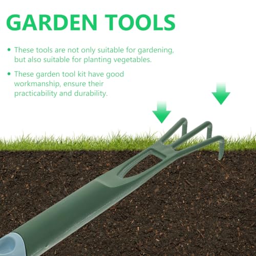 Kit de herramientas de jardinería con pala y rastrillo miniatura 2