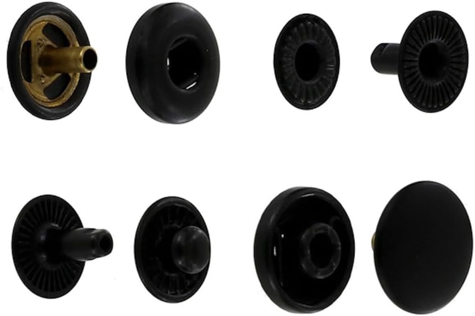 Glove Snap Fastener, Black Matte, Solid Brass (100 per Bag)