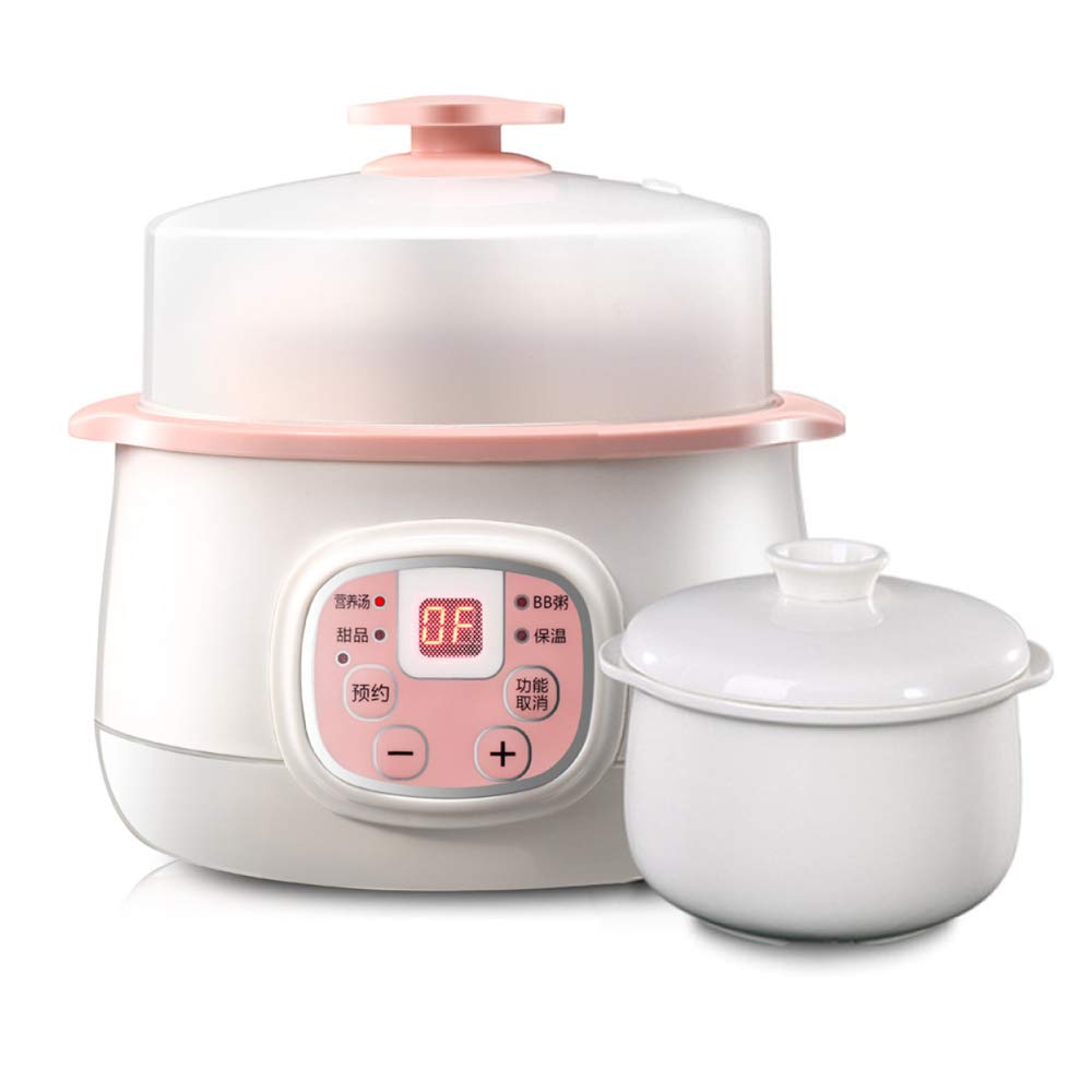 Olla cocción Lenta eléctrica 0,8 l con Revestimiento cerámica, pequeña Olla cocción Lenta Profesional con Temporizador retardo 24 Horas y Recipiente cerámica extraíble, para 1 o 2 Personas