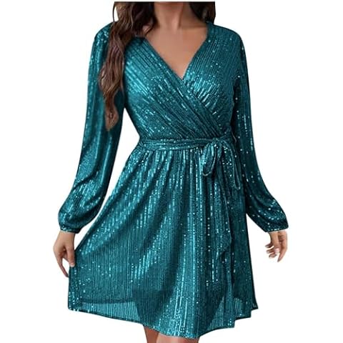 Robe à paillettes ANHATUIV Vert L Cover