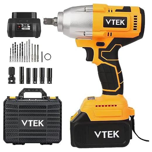 VTEK Brushless Impact Wrench 1/2 Inch Chuck,Max Torque 700N.m Cordless Impact Wrench 515 ft-lbs,Impact Gun for Car Tiers…