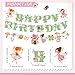 Daifunli 3 Pcs Fairy Birthday Party Decorations Green Glitter Happy Birthday Banner Colorful Hanging Decor Funny Banner Cutout Garland for Themed Decorations Bridal Shower Garden Party Supplies