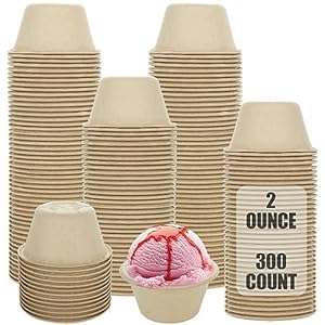 300 Pcs Disposable Paper Souffle Cups 2oz, Stackable Small Sauce Containers, Eco-friendly Condiment Cups, Biodegradable Tasting Cups for Snack Dessert Portion Control Salad Dressing
